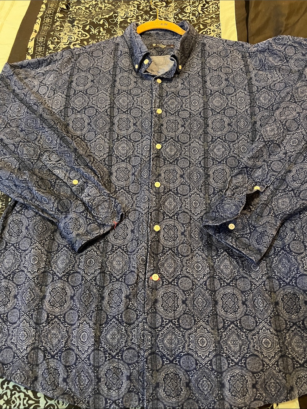 Daniel Cremieux Blue Patterned Button-Down Shirt